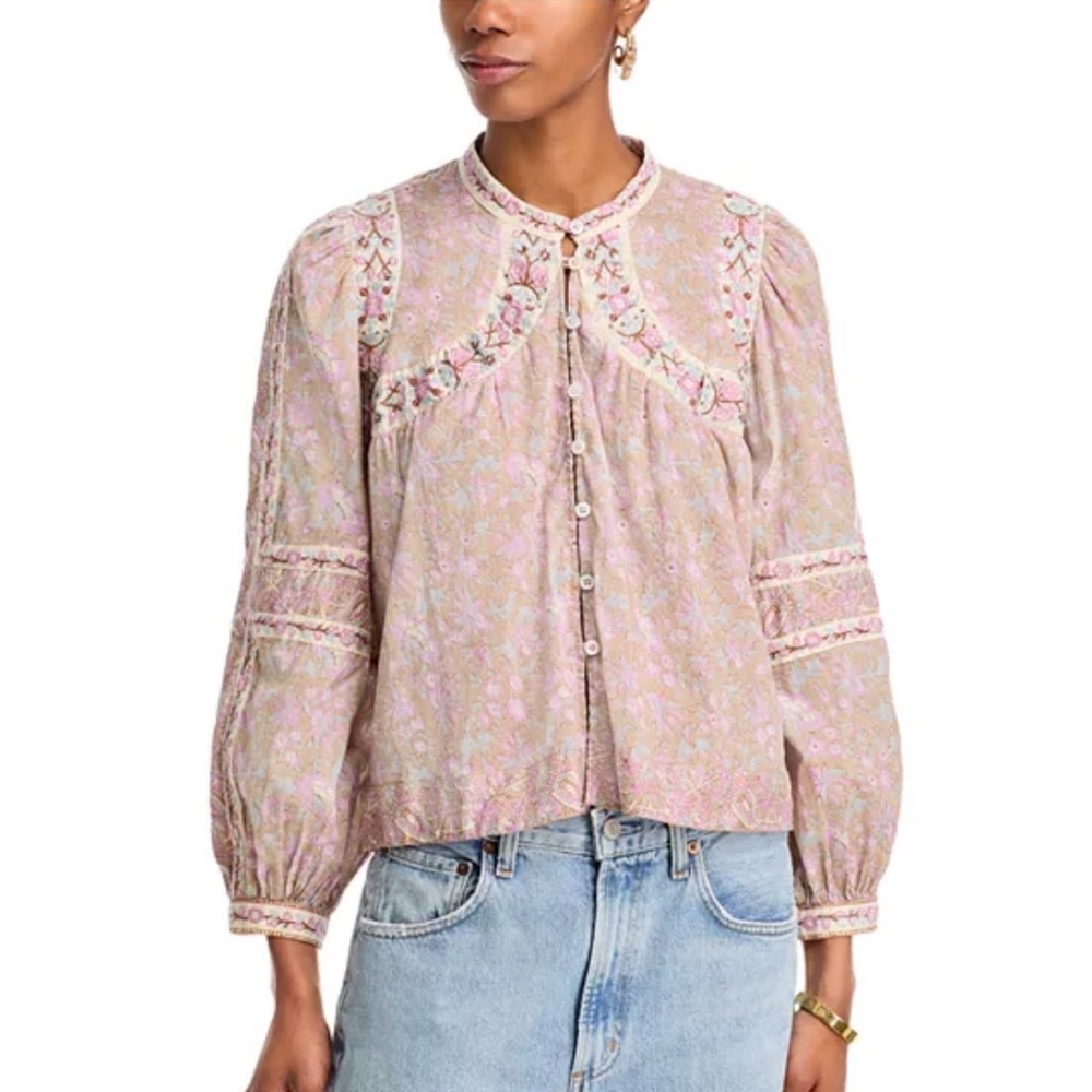 Sea NY Floral Embroidered Blouse - Pink
